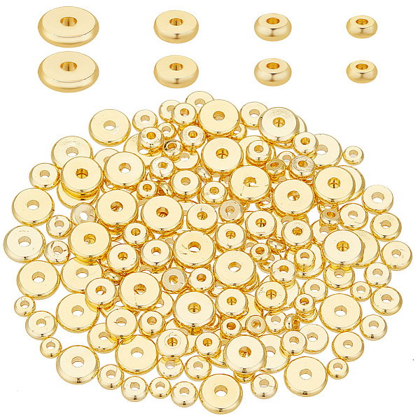 PandaHall 160Pcs 4 Styles Brass Spacer Beads, Long-Lasting Plated, Flat Round, Golden, 1/8~1/4 inch(4~8mm), 40pcs/style Brass Flat Round
PandaHall 160Pcs 4 Styles Brass Spacer Beads, Long-Lasting Plated, Flat Round, Golden, 1/8~1/4 inch(4~8mm), 40pcs/style Brass Flat Round