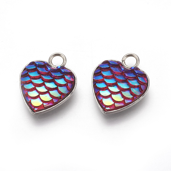 PandaHall 304 Stainless Steel Pendants, with Resin, Heart with Fish Scale Shape, Stainless Steel Color, Camellia, 16x13x3.5mm, Hole: 2mm..., Pink
PandaHall 304 Stainless Steel Pendants, with Resin, Heart with Fish Scale Shape, Stainless Steel Color, Camellia, 16x13x3.5mm, Hole: 2mm..., Pink