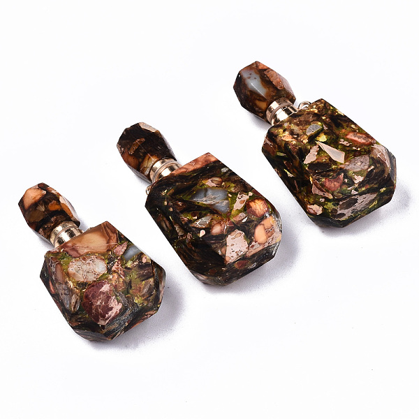 PandaHall Assembled Synthetic Bronzite and Imperial Jasper Openable Perfume Bottle Pendants, with Light Gold Brass Findings, Dyed, Green...
PandaHall Assembled Synthetic Bronzite and Imperial Jasper Openable Perfume Bottle Pendants, with Light Gold Brass Findings, Dyed, Green...