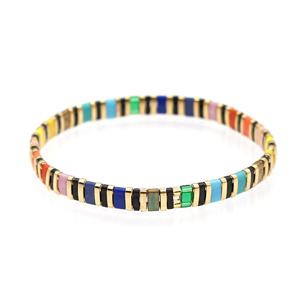 PandaHall Bohemian Style Rainbow Tila Glass Bead Woven Stripe Bracelet for Women Glass
PandaHall Bohemian Style Rainbow Tila Glass Bead Woven Stripe Bracelet for Women Glass