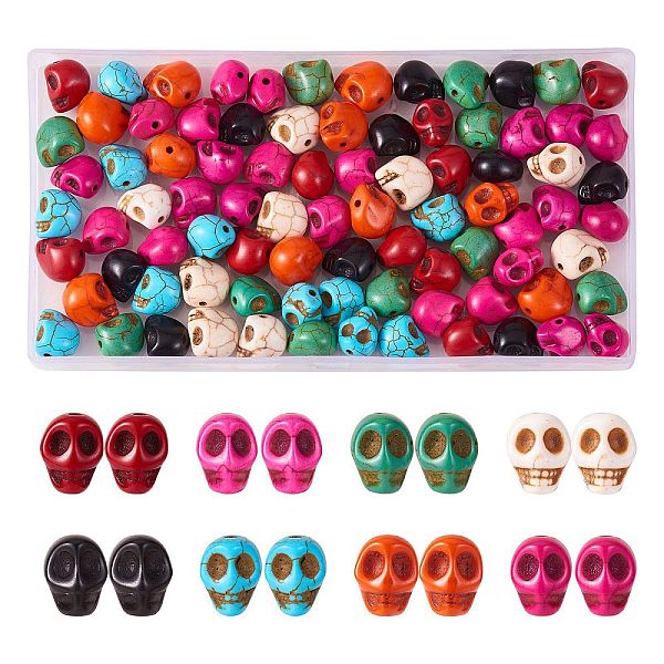 PandaHall 120Pcs 8 Colors Synthetic Turquoise Beads, Dyed, Top Drilled, Skull, Mixed Color, 12x10x11mm, Hole: 1mm, about 15pcs/color..., Multicolor
PandaHall 120Pcs 8 Colors Synthetic Turquoise Beads, Dyed, Top Drilled, Skull, Mixed Color, 12x10x11mm, Hole: 1mm, about 15pcs/color..., Multicolor