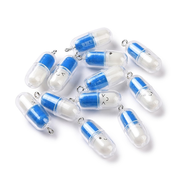 PandaHall Translucent Plastic Pendants, Pill Capsule Charm, with Platinum Tone Iron Loops, Deep Sky Blue, 29x10.5mm, Hole: 2mm Plastic...
PandaHall Translucent Plastic Pendants, Pill Capsule Charm, with Platinum Tone Iron Loops, Deep Sky Blue, 29x10.5mm, Hole: 2mm Plastic...