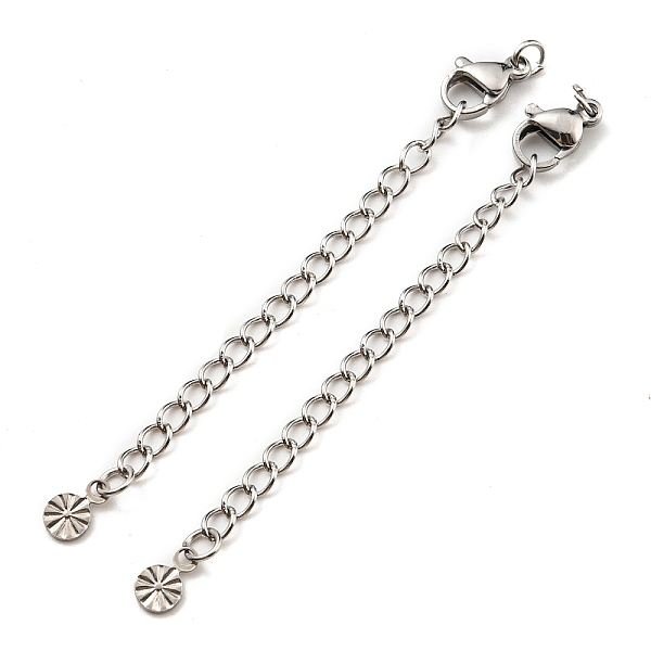 PandaHall 304 Stainless Steel Curb Chain Extender, End Chains with Lobster Claw Clasps and Flat Round Chain Tabs, Stainless Steel Color...
PandaHall 304 Stainless Steel Curb Chain Extender, End Chains with Lobster Claw Clasps and Flat Round Chain Tabs, Stainless Steel Color...