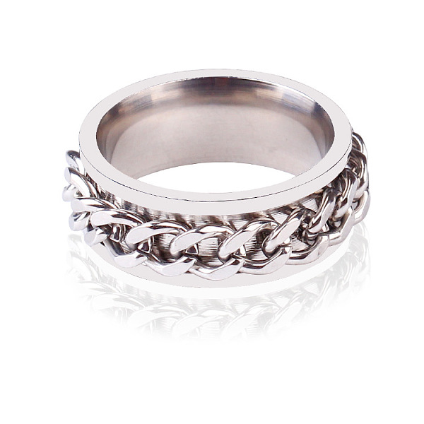 PandaHall Titanium Steel Rings, with Curb Chains, Stainless Steel Color, US Size 6(16.5mm) Titanium Steel
PandaHall Titanium Steel Rings, with Curb Chains, Stainless Steel Color, US Size 6(16.5mm) Titanium Steel