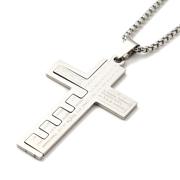 PandaHall Cross with Word 304 Stainless Steel Pendant Necklace with Box Chains, Stainless Steel Color, 23.62 inch(60cm) 304 Stainless Steel...
PandaHall Cross with Word 304 Stainless Steel Pendant Necklace with Box Chains, Stainless Steel Color, 23.62 inch(60cm) 304 Stainless Steel...