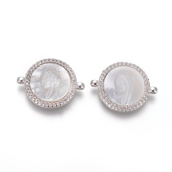 PandaHall Brass Micro Pave Cubic Zirconia Links connectors, with Shell, Flat Round with Virgin Mary, Clear, Platinum, 15x20x3mm, Hole: 1.2mm...
PandaHall Brass Micro Pave Cubic Zirconia Links connectors, with Shell, Flat Round with Virgin Mary, Clear, Platinum, 15x20x3mm, Hole: 1.2mm...
