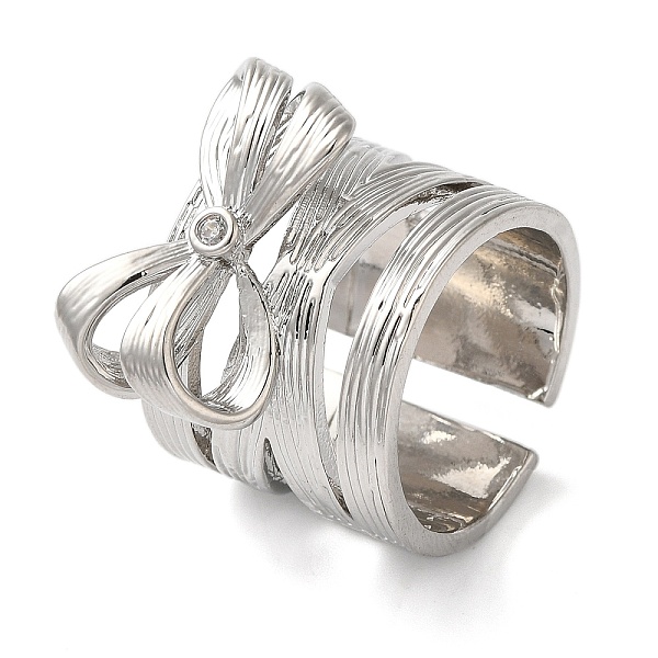 PandaHall Brass Micro Pave Cubic Zirconia Bowknot Open Cuff Wide Rings for Women, Platinum, 20mm, Adjustable Brass+Cubic Zirconia Bowknot
PandaHall Brass Micro Pave Cubic Zirconia Bowknot Open Cuff Wide Rings for Women, Platinum, 20mm, Adjustable Brass+Cubic Zirconia Bowknot