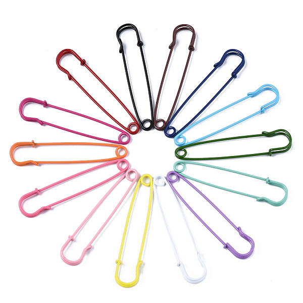 PandaHall Spray Painted Iron Safety Pins, for Brooch Making, Kilt Needles, Mixed Color, 75x17x6mm, Hole: 4.5mm, Pin: 1.5mm Iron Multicolor
PandaHall Spray Painted Iron Safety Pins, for Brooch Making, Kilt Needles, Mixed Color, 75x17x6mm, Hole: 4.5mm, Pin: 1.5mm Iron Multicolor