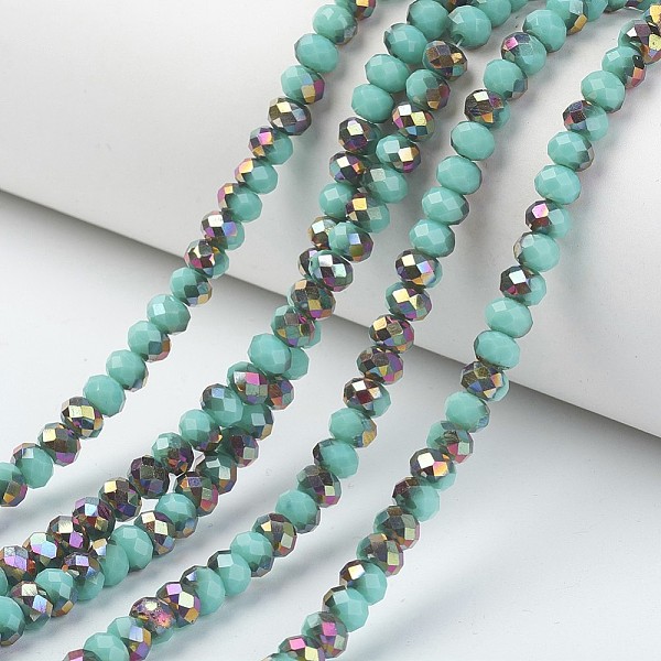 PandaHall Electroplate Opaque Glass Beads Strands, Half Rose Gold Plated, Faceted, Rondelle, Medium Turquoise, 8x6mm, Hole: 1mm, about..., Cyan
PandaHall Electroplate Opaque Glass Beads Strands, Half Rose Gold Plated, Faceted, Rondelle, Medium Turquoise, 8x6mm, Hole: 1mm, about..., Cyan