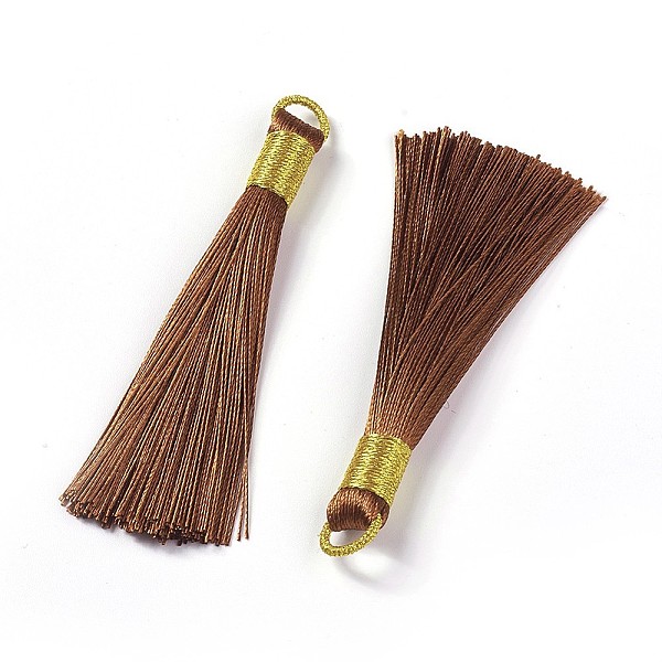 PandaHall Nylon Tassel Big Pendants, with Iron Findings, Golden, Saddle Brown, 80x8.5mm, Hole: 5x6.5mm Nylon Brown
PandaHall Nylon Tassel Big Pendants, with Iron Findings, Golden, Saddle Brown, 80x8.5mm, Hole: 5x6.5mm Nylon Brown