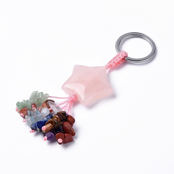 PandaHall Rose Quartz Star with Mixed Gemstone Chips Beaded Tassel Keychains, with 304 Stainless Steel Ring Clasps, 9.5~10cm Rose Quartz...
PandaHall Rose Quartz Star with Mixed Gemstone Chips Beaded Tassel Keychains, with 304 Stainless Steel Ring Clasps, 9.5~10cm Rose Quartz...