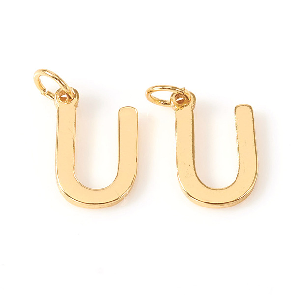PandaHall Brass Charms, with Jump Rings, Letter, Real 18K Gold Plated, Letter.U, U: 9.5x6.5x1mm, Hole: 2.5mm Brass Letter U
PandaHall Brass Charms, with Jump Rings, Letter, Real 18K Gold Plated, Letter.U, U: 9.5x6.5x1mm, Hole: 2.5mm Brass Letter U
