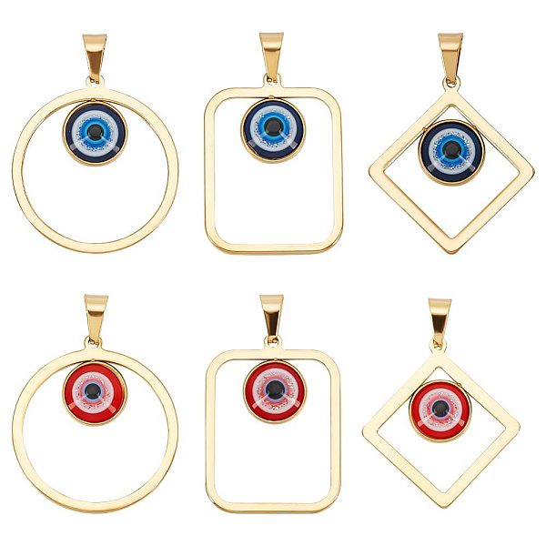 PandaHall Unicraftale 6Pcs 6 Styles Vacuum Plating Evil Eye 304 Stainless Steel Resin Pendants, with 201 Stainless Steel Snap on Bail, Go..., Multicolor
PandaHall Unicraftale 6Pcs 6 Styles Vacuum Plating Evil Eye 304 Stainless Steel Resin Pendants, with 201 Stainless Steel Snap on Bail, Go..., Multicolor