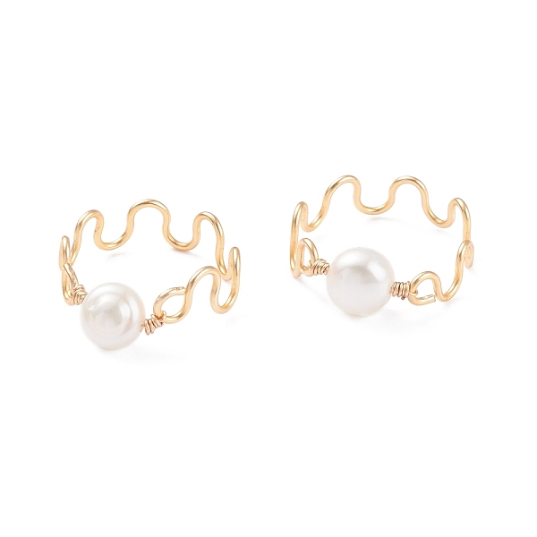 PandaHall Natural Cultured Freshwater Pearl Bead Rings for Women, Copper Wrapped Wave Ring, Light Gold, US Size 6 1/2(17mm), 6.5mm Pearl
PandaHall Natural Cultured Freshwater Pearl Bead Rings for Women, Copper Wrapped Wave Ring, Light Gold, US Size 6 1/2(17mm), 6.5mm Pearl