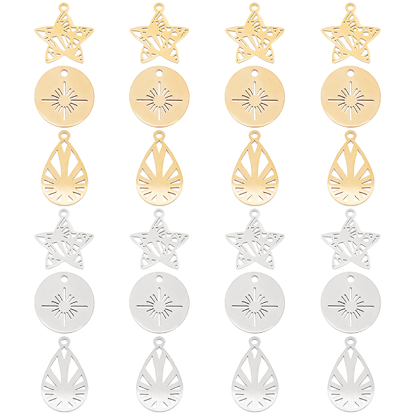 PandaHall DICOSMETIC 24Pcs 3 Style 201 Stainless Steel Pendants, Laser Cut, Teardrop & Star & Flat Round, Golden & Stainless Steel Color...
PandaHall DICOSMETIC 24Pcs 3 Style 201 Stainless Steel Pendants, Laser Cut, Teardrop & Star & Flat Round, Golden & Stainless Steel Color...
