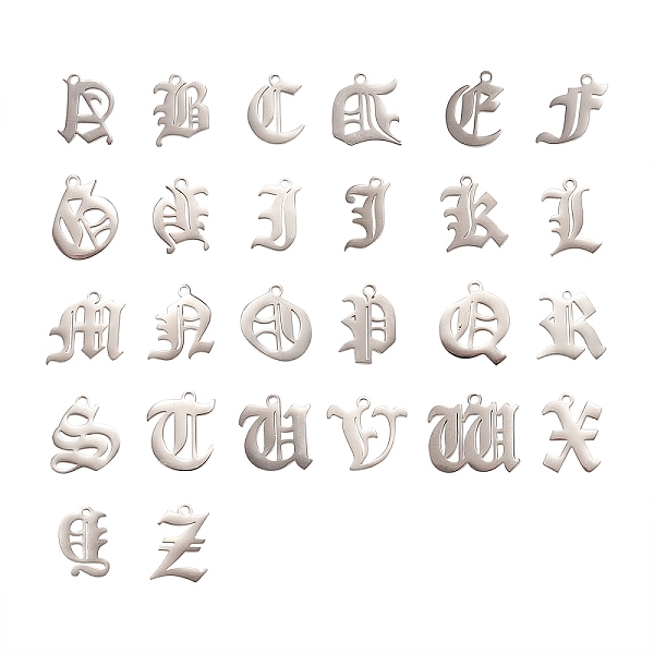 PandaHall Gothic Style 304 Stainless Steel Pendants, Alphabet, Stainless Steel Color, Letter A~Z, 16x12.5x1mm, Hole: 1.6mm, 26pcs/set...
PandaHall Gothic Style 304 Stainless Steel Pendants, Alphabet, Stainless Steel Color, Letter A~Z, 16x12.5x1mm, Hole: 1.6mm, 26pcs/set...