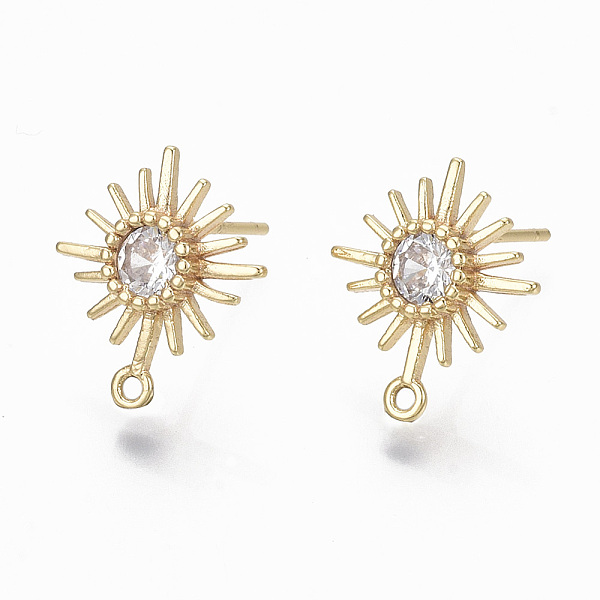 PandaHall Brass Micro Clear Cubic Zirconia Stud Earring Findings, with Loop, Nickel Free, Sun, Real 18K Gold Plated, 14.5x12.5mm, Hole: 1mm...
PandaHall Brass Micro Clear Cubic Zirconia Stud Earring Findings, with Loop, Nickel Free, Sun, Real 18K Gold Plated, 14.5x12.5mm, Hole: 1mm...