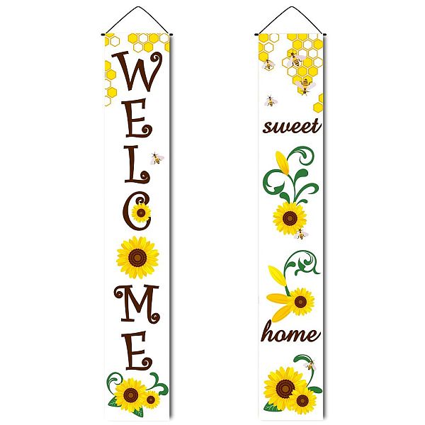 PandaHall Hanging Polyester Banner Sign for Home Office Front Door Porch Welcome Decorations, Rectangle with Word WELCOME sweet home..., Gold
PandaHall Hanging Polyester Banner Sign for Home Office Front Door Porch Welcome Decorations, Rectangle with Word WELCOME sweet home..., Gold