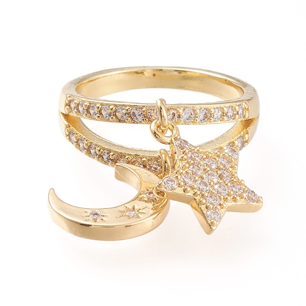 PandaHall Brass Micro Pave Clear Cubic Zirconia Finger Rings, with Moon & Star Charms, Long-Lasting Plated, Golden, Size 7, 17mm Brass+Cubic...
PandaHall Brass Micro Pave Clear Cubic Zirconia Finger Rings, with Moon & Star Charms, Long-Lasting Plated, Golden, Size 7, 17mm Brass+Cubic...