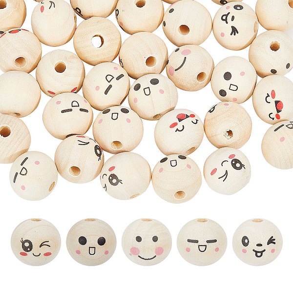 PandaHall Globleland 60Pcs 6 Styles Unfinished Natural Wood Printed Beads, Round with Smiling Face, Floral White, 20x17.5mm, Hole: 4.5mm...
PandaHall Globleland 60Pcs 6 Styles Unfinished Natural Wood Printed Beads, Round with Smiling Face, Floral White, 20x17.5mm, Hole: 4.5mm...