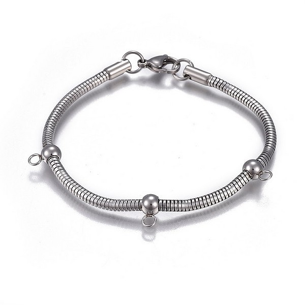 PandaHall 304 Stainless Steel Bracelet Making, with Lobster Claw Clasps, Round, Stainless Steel Color, 7-5/8 inch(19.4cm), 3mm, Hole: 2.5mm...
PandaHall 304 Stainless Steel Bracelet Making, with Lobster Claw Clasps, Round, Stainless Steel Color, 7-5/8 inch(19.4cm), 3mm, Hole: 2.5mm...