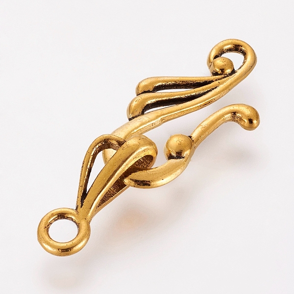 PandaHall Tibetan Style Hook and Eye Clasps, Lead Free and Cadmium Free, Antique Golden, Size: Toggle: 12mm wide, 25mm long, Bar: 16mm long...
PandaHall Tibetan Style Hook and Eye Clasps, Lead Free and Cadmium Free, Antique Golden, Size: Toggle: 12mm wide, 25mm long, Bar: 16mm long...