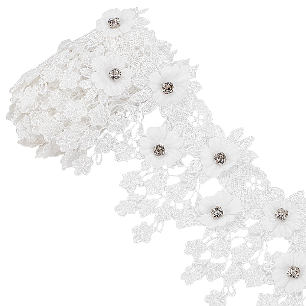 PandaHall Polyester Lace Trim, with Crystal Rhinestone, Floral, White, 3-3/8 inch(85~90mm), about 1.09 Yards(1m)/Roll Polyester White
PandaHall Polyester Lace Trim, with Crystal Rhinestone, Floral, White, 3-3/8 inch(85~90mm), about 1.09 Yards(1m)/Roll Polyester White