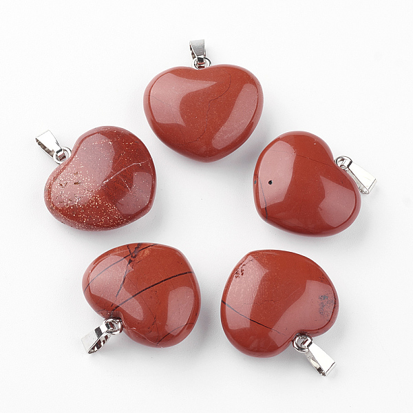 PandaHall Natural Red Jasper Pendants, with Platinum Tone Alloy Findings, Heart, 21~22x23x10mm, Hole: 2.5x5.5mm Red Jasper Heart
PandaHall Natural Red Jasper Pendants, with Platinum Tone Alloy Findings, Heart, 21~22x23x10mm, Hole: 2.5x5.5mm Red Jasper Heart