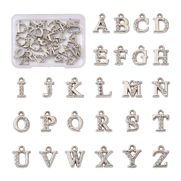 PandaHall Alloy Rhinestone Charms, Platinum, Letter A~Z, 11~13x8~12x2.5mm, Hole: 1.5mm, 26pcs/set, 2sets, 52pcs/box Alloy+Rhinestone Letter..., Clear
PandaHall Alloy Rhinestone Charms, Platinum, Letter A~Z, 11~13x8~12x2.5mm, Hole: 1.5mm, 26pcs/set, 2sets, 52pcs/box Alloy+Rhinestone Letter..., Clear