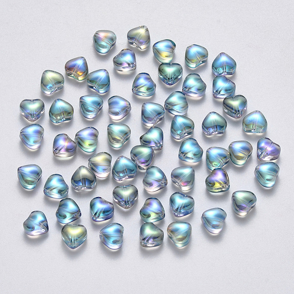 PandaHall Transparent Spray Painted Glass Beads, AB Color Plated, Heart, Light Sea Green, 6x6x4mm, Hole: 0.7mm Glass Heart
PandaHall Transparent Spray Painted Glass Beads, AB Color Plated, Heart, Light Sea Green, 6x6x4mm, Hole: 0.7mm Glass Heart