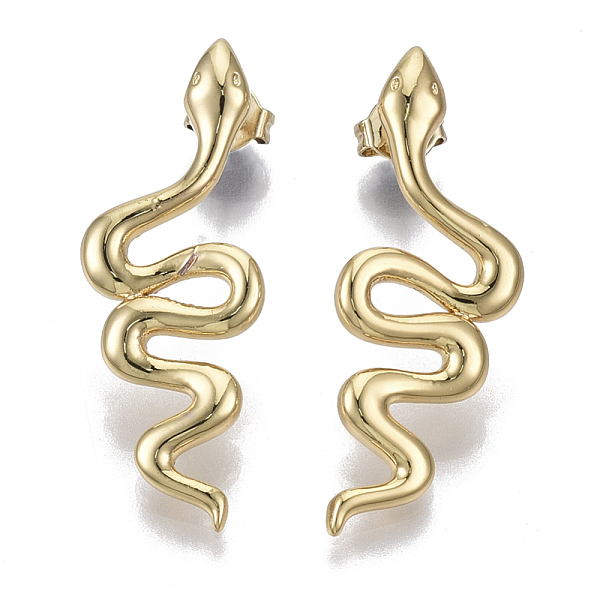 PandaHall Brass Dangle Stud Earrings, with Ear Nuts, Nickel Free, Snake, Real 18K Gold Plated, 31.5x12mm, Pin: 0.8mm Brass
PandaHall Brass Dangle Stud Earrings, with Ear Nuts, Nickel Free, Snake, Real 18K Gold Plated, 31.5x12mm, Pin: 0.8mm Brass