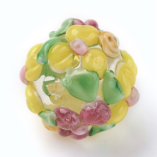PandaHall Handmade Lampwork Beads, Rondelle with Flower, Bumpy, Yellow, 14~15x12~13mm, Hole: 1.5~1.8mm Lampwork Rondelle Yellow
PandaHall Handmade Lampwork Beads, Rondelle with Flower, Bumpy, Yellow, 14~15x12~13mm, Hole: 1.5~1.8mm Lampwork Rondelle Yellow
