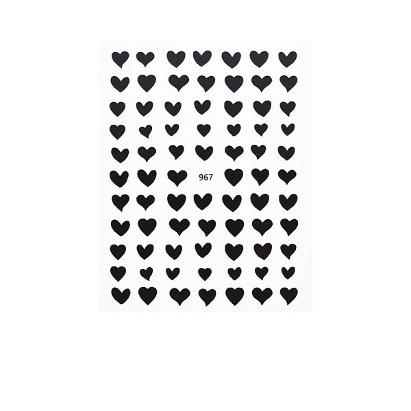 PandaHall Nail Art Stickers Decals, Self Adhesive, for Nail Tips Decorations, Heart Pattern, Black, 10.1x7.9x0.04cm Paper Heart Black
PandaHall Nail Art Stickers Decals, Self Adhesive, for Nail Tips Decorations, Heart Pattern, Black, 10.1x7.9x0.04cm Paper Heart Black