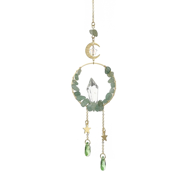 PandaHall Wire Wrapped Natural Green Aventurine Chips & Brass Ring Pendant Decorations, with Glass Teardrop & Cone Pendant, 270~280mm Green...
PandaHall Wire Wrapped Natural Green Aventurine Chips & Brass Ring Pendant Decorations, with Glass Teardrop & Cone Pendant, 270~280mm Green...