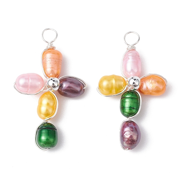 PandaHall Dyed Natural Cultured Freshwater Pearl Pendants, Eco-Friendly Copper Wire Wrapped Cross Charms, Colorful, Silver, 32~33x18~19x7mm...
PandaHall Dyed Natural Cultured Freshwater Pearl Pendants, Eco-Friendly Copper Wire Wrapped Cross Charms, Colorful, Silver, 32~33x18~19x7mm...