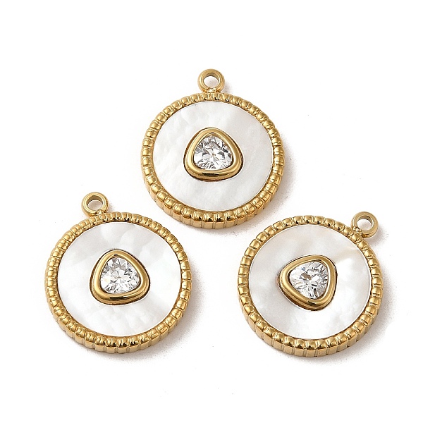 PandaHall 304 Stainless Steel Pave Crystal Rhinestone Pendants with Shell, Flat Round with Triangle Charms, Real 14K Gold Plated..., White
PandaHall 304 Stainless Steel Pave Crystal Rhinestone Pendants with Shell, Flat Round with Triangle Charms, Real 14K Gold Plated..., White