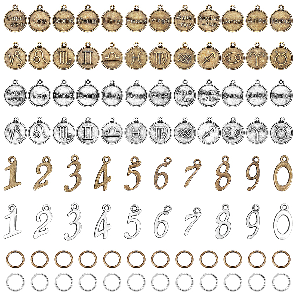 PandaHall Alloy Pendants, with Antique Bronze & Antique Silver Tone Iron Jump Rings, Flat Round with Constellation & Number 0~9, Antique...
PandaHall Alloy Pendants, with Antique Bronze & Antique Silver Tone Iron Jump Rings, Flat Round with Constellation & Number 0~9, Antique...