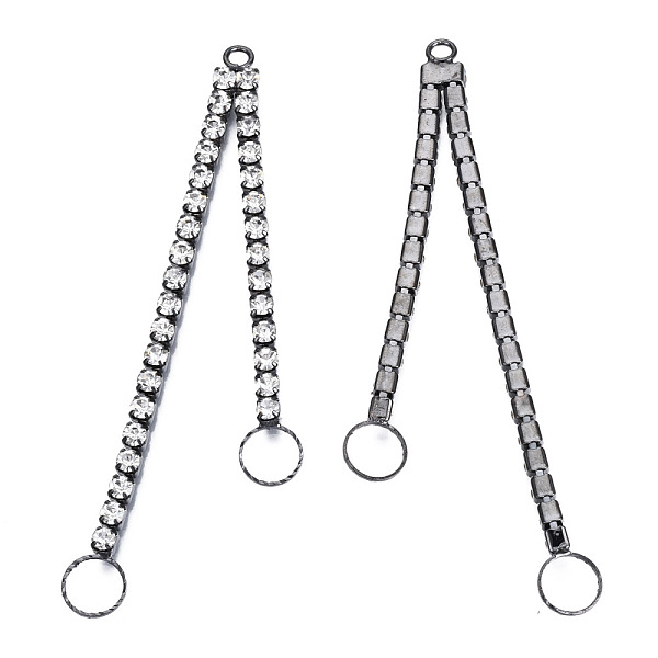 PandaHall Rack Plated Brass Pave Crystal Rhinestone Chain with Ring Big Pendants, Cadmium Free & Nickel Free & Lead Free, Gunmetal, 81x6x3mm..., Clear
PandaHall Rack Plated Brass Pave Crystal Rhinestone Chain with Ring Big Pendants, Cadmium Free & Nickel Free & Lead Free, Gunmetal, 81x6x3mm..., Clear
