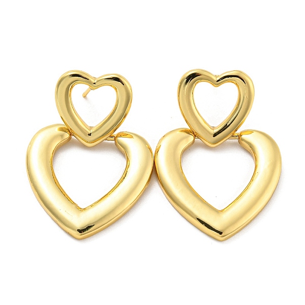 PandaHall Heart Stud Earrings, Brass Jewelry for Women, Cadmium Free & Lead Free, Real 18K Gold Plated, 39.5x27mm Brass Heart
PandaHall Heart Stud Earrings, Brass Jewelry for Women, Cadmium Free & Lead Free, Real 18K Gold Plated, 39.5x27mm Brass Heart