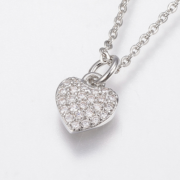 PandaHall Brass Cubic Zirconia Pendant Necklaces, Heart, Platinum, 17.71 inch(45cm), 1~1.2mm Cubic Zirconia Clear
PandaHall Brass Cubic Zirconia Pendant Necklaces, Heart, Platinum, 17.71 inch(45cm), 1~1.2mm Cubic Zirconia Clear