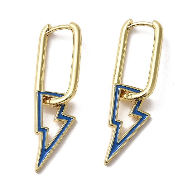 PandaHall Lightning Bolt Real 18K Gold Plated Brass Dangle Hoop Earrings, with Enamel, Blue, 37.5x11.5mm Brass Lightning Bolt Blue
PandaHall Lightning Bolt Real 18K Gold Plated Brass Dangle Hoop Earrings, with Enamel, Blue, 37.5x11.5mm Brass Lightning Bolt Blue