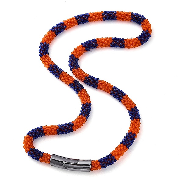 PandaHall Glass Crochet Beaded Necklace, Fashion Nepal Necklace with Alloy Magnetic Clasps, Dark Blue, 17.87 inch(45.4cm) Glass
PandaHall Glass Crochet Beaded Necklace, Fashion Nepal Necklace with Alloy Magnetic Clasps, Dark Blue, 17.87 inch(45.4cm) Glass