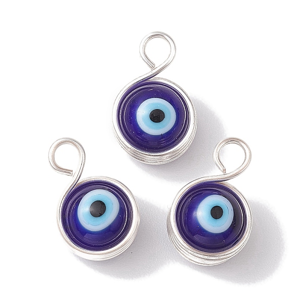 PandaHall Copper Wire Warpped Handmade Lampwork Pendants, Evil Eye Charms, Silver, 17.5x11x9.5mm, Hole: 3mm Lampwork Round
PandaHall Copper Wire Warpped Handmade Lampwork Pendants, Evil Eye Charms, Silver, 17.5x11x9.5mm, Hole: 3mm Lampwork Round