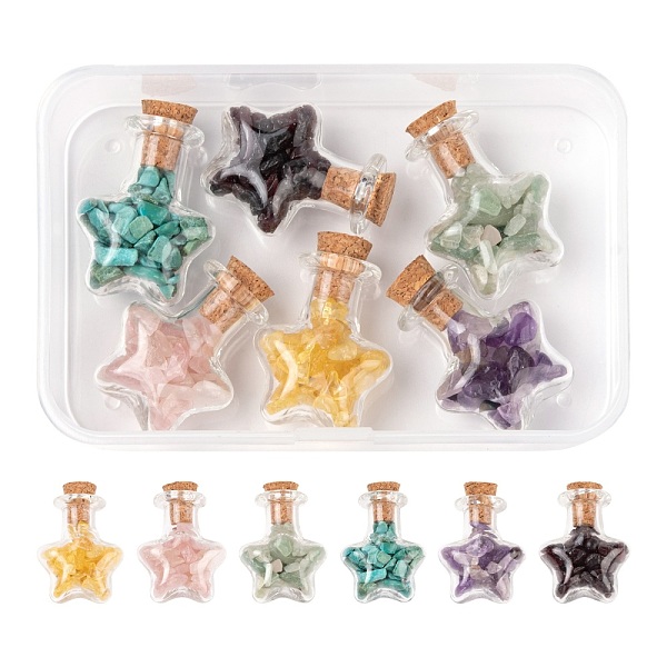 PandaHall Star Wish Bottle DIY Making Kits, Including Natural Mixed Stone Chip Beads and Star Glass Bottle, Glass Bottle: 6pcs/box Mixed...
PandaHall Star Wish Bottle DIY Making Kits, Including Natural Mixed Stone Chip Beads and Star Glass Bottle, Glass Bottle: 6pcs/box Mixed...