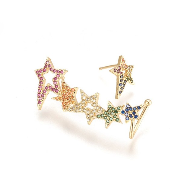 PandaHall Brass Cubic Zirconia Ear Studs, Crawler Earrings/Climber Earrings, Star, Golden, 11.5x10.5x2mm, Pin:0.8mm, 41.5x17x2mm, Pin: 0.9mm...
PandaHall Brass Cubic Zirconia Ear Studs, Crawler Earrings/Climber Earrings, Star, Golden, 11.5x10.5x2mm, Pin:0.8mm, 41.5x17x2mm, Pin: 0.9mm...