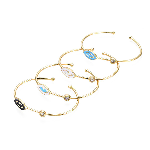PandaHall Enamel Horse Eye Open Cuff Bangle with Clear Cubic Zirconia, Real 18K Gold Plated Brass Torque Bangle for Women, Mixed Color..., Multicolor
PandaHall Enamel Horse Eye Open Cuff Bangle with Clear Cubic Zirconia, Real 18K Gold Plated Brass Torque Bangle for Women, Mixed Color..., Multicolor