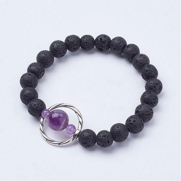 PandaHall Natural Lava Rock Beads Stretch Bracelets, with Amethyst Beads and Alloy Findings, 2 inch(52mm) Amethyst
PandaHall Natural Lava Rock Beads Stretch Bracelets, with Amethyst Beads and Alloy Findings, 2 inch(52mm) Amethyst