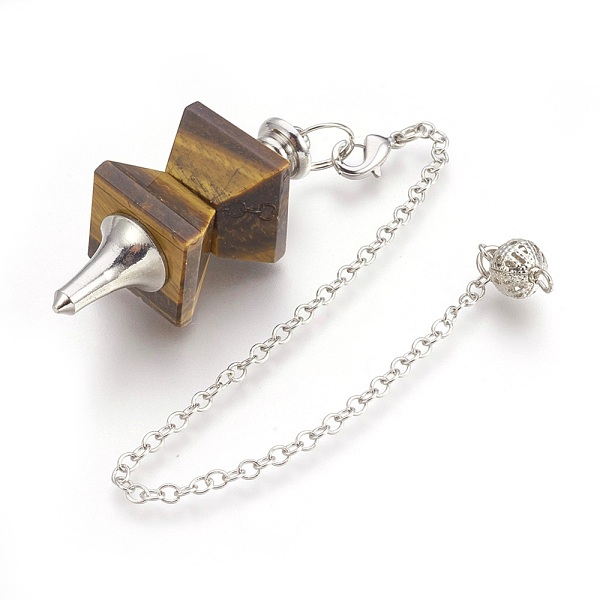 PandaHall Natural Tiger Eye Dowsing Pendulums, with Platinum Tone Brass Findings, Trapezoid, 235mm, Hole: 2mm Tiger Eye Trapezoid Brown
PandaHall Natural Tiger Eye Dowsing Pendulums, with Platinum Tone Brass Findings, Trapezoid, 235mm, Hole: 2mm Tiger Eye Trapezoid Brown