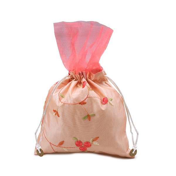 PandaHall Silk Embroidery Flower Pouches, Drawstring Bag, Rectangle, Light Salmon, 25x16cm Silk Rectangle
PandaHall Silk Embroidery Flower Pouches, Drawstring Bag, Rectangle, Light Salmon, 25x16cm Silk Rectangle