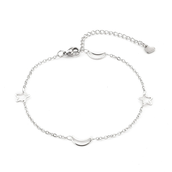 PandaHall 304 Stainless Steel Cable Chain Anklets, with Moon & Star Link and Lobster Claw Clasps, Stainless Steel Color, 8-7/8 inch(22.5cm)...
PandaHall 304 Stainless Steel Cable Chain Anklets, with Moon & Star Link and Lobster Claw Clasps, Stainless Steel Color, 8-7/8 inch(22.5cm)...